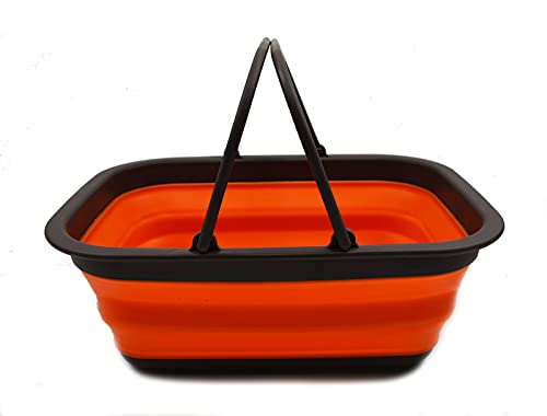 SAMMART 9,2 l faltbare Collapsible Tub with Handle - Portable Outdoor Picnic Basket/Crater - Foldable Shopping Bag - Space Saving Storage Containeranne mit Griff – tragbarer Picknickkorb für den Außenbereich – faltbare Einkaufstasche – platzsparender Aufb