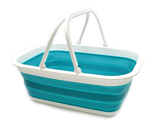 SAMMART 15,5 l Faltbare Wanne mit Griff – tragbarer Picknickkorb/-Krater – Faltbare Einkaufstasche – platzsparende Aufbewahrungsbox