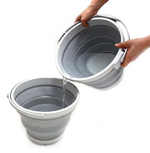 SAMMART 7L Collapsible Plastic Bucket - Foldable Round Tub - Portable Fishing Water Pail - Space Saving Outdoor Waterpot, Size 28cm Dia