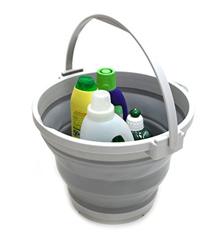 SAMMART 7L Collapsible Plastic Bucket - Foldable Round Tub - Portable Fishing Water Pail - Space Saving Outdoor Waterpot, Size 28cm Dia