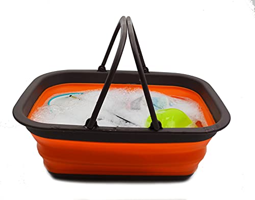 SAMMART 9,2 l faltbare Collapsible Tub with Handle - Portable Outdoor Picnic Basket/Crater - Foldable Shopping Bag - Space Saving Storage Containeranne mit Griff – tragbarer Picknickkorb für den Außenbereich – faltbare Einkaufstasche – platzsparender Aufb