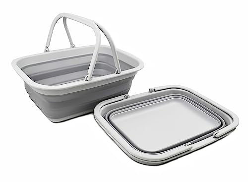 SAMMART SAMMART 9,2 l faltbare Wanne mit Griff – tragbarer Picknickkorb für den Außenbereich – faltbare Einkaufstasche – platzsparender Aufbewahrungsbehälter