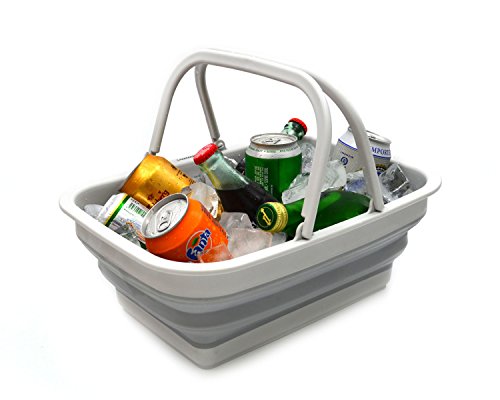 SAMMART SAMMART 9,2 l faltbare Wanne mit Griff – tragbarer Picknickkorb für den Außenbereich – faltbare Einkaufstasche – platzsparender Aufbewahrungsbehälter