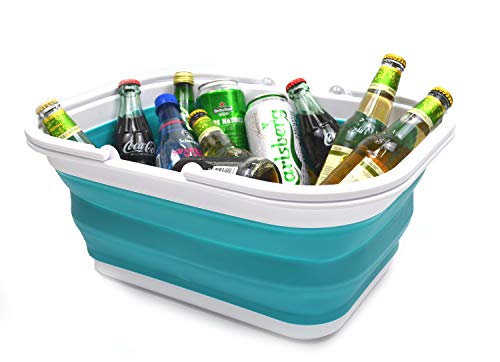 SAMMART 15,5 l Faltbare Wanne mit Griff – tragbarer Picknickkorb/-Krater – Faltbare Einkaufstasche – platzsparende Aufbewahrungsbox