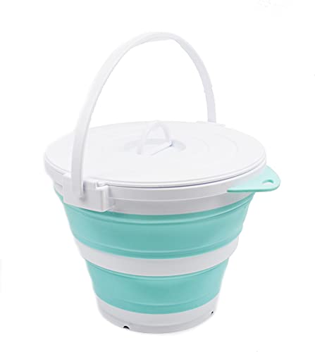 SAMMART 10 l Faltbarer Angeleimer mit Verriegelungsdeckel – tragbarer Kunststoff-Wassereimer – platzsparender Outdoor-Wassertopf – Kofferraum-Organizer für alle Arten von Fahrzeugen