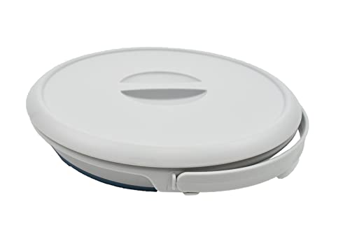 AMMART 8,5 l zusammenklappbarer Plastikeimer mit Deckel – Faltbare runde Wanne mit Deckel – tragbarer Wassereimer zum Angeln – platzsparender Outdoor-Wassertopf. Größe 31cm Durchmesser