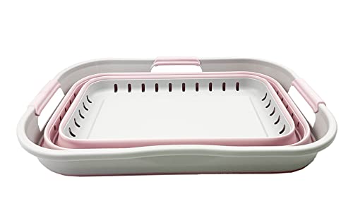 SAMMART 21L Super Mini Zusammenklappbarer Kunststoffkorb mit 3 Griffen – Faltbarer Pop-Up-Aufbewahrungsbehälter/Organizer – Platzsparender Geschenkkorb/Korb