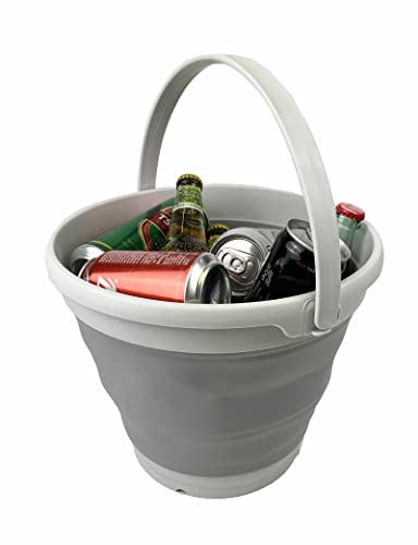 SAMMART 5,5 l zusammenklappbarer Kunststoffeimer mit Deckel – Faltbare runde Wanne mit Deckel – tragbarer Wassereimer zum Angeln – platzsparender Wassertopf für den Außenbereich.