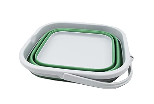 SAMMART 5,5 l zusammenklappbarer quadratischer handlicher Eimer/Faltbarer quadratischer Wassereimer/tragbare Wanne mit Griff.