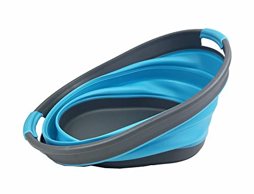 SAMMART Wäschekorb aus Kunststoff, zusammenklappbar, 23 l, ovale Wanne/Korb – faltbarer Aufbewahrungsbehälter/Organizer – tragbare Waschwanne – platzsparender Wäschekorb