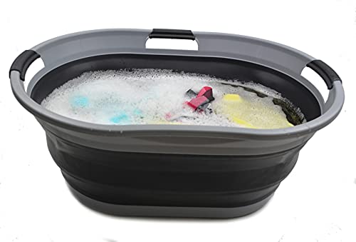 SAMMART Faltbarer Wäschekorb aus Kunststoff, 44 l, faltbarer Pop-Up-Aufbewahrungsbehälter/Organizer, tragbare Waschwanne, platzsparender Wasserkorb, Wasserkapazität: 35 l