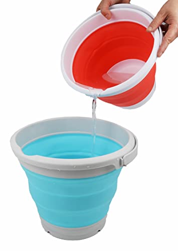 SAMMART 5,5 l zusammenklappbarer Kunststoffeimer – faltbare runde Wanne – tragbarer Wassereimer zum Angeln – platzsparender Wassertopf für den Außenbereich