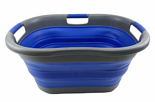 SAMMART 40L zusammenklappbarer Wäschekorb aus Kunststoff – faltbarer Pop-Up-Aufbewahrungsbehälter/Organizer – tragbare Waschwanne – platzsparender Wäschekorb