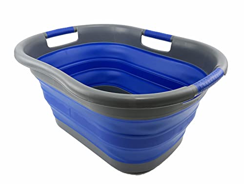 SAMMART 40L zusammenklappbarer Wäschekorb aus Kunststoff – faltbarer Pop-Up-Aufbewahrungsbehälter/Organizer – tragbare Waschwanne – platzsparender Wäschekorb