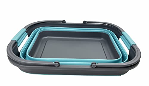 SAMMART 29 l zusammenklappbare Wanne mit Griff, tragbarer Picknickkorb, platzsparender Aufbewahrungsbehälter, Wasserkapazität 24 l