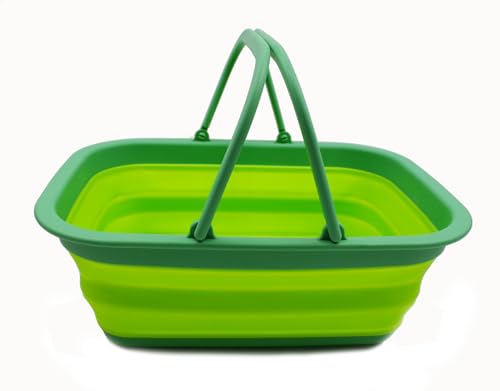 SAMMART 9,2 l zusammenklappbare Kunststoffwanne mit Griff – tragbarer Outdoor-Picknickkorb/Krater/Einkaufstasche – Faltbarer Aufbewahrungsbehälter – platzsparend