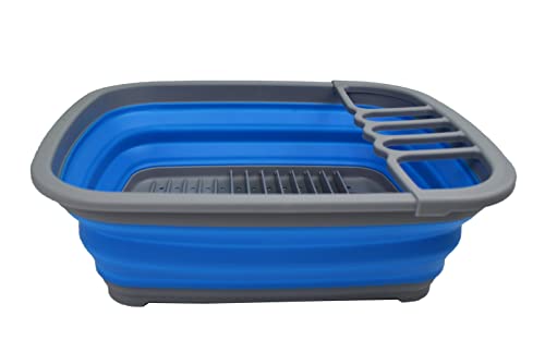 SAMMART 8L Zusammenklappbarer Geschirrabtropfer – Faltbarer Wäscheständer – Tragbarer Geschirr-Organizer – Platzsparend