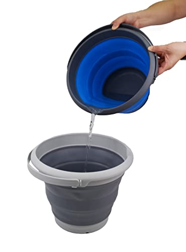 SAMMART 8.5L zusammenklappbarer Plastikeimer – Faltbare runde Wanne – tragbarer Wassereimer zum Angeln – platzsparender Outdoor-Wassertopf. Größe 31cm Durchmesser
