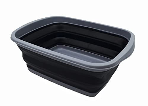 SAMMART 10L Set mit 2 zusammenklappbaren Wannen – Faltbare Geschirrwanne – tragbares Waschbecken – platzsparende Kunststoff-Waschwanne