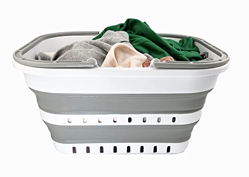 SAMMART Zusammenklappbarer handlicher Eimer/Rechteckige Wanne/Wäschekorb/Quadratische Wanne/Korb mit Griff