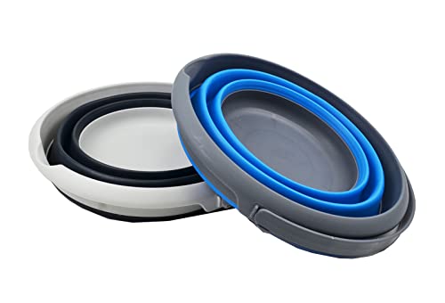 SAMMART 8.5L zusammenklappbarer Plastikeimer – Faltbare runde Wanne – tragbarer Wassereimer zum Angeln – platzsparender Outdoor-Wassertopf. Größe 31cm Durchmesser