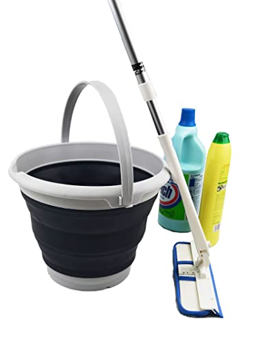 SAMMART 8.5L zusammenklappbarer Plastikeimer – Faltbare runde Wanne – tragbarer Wassereimer zum Angeln – platzsparender Outdoor-Wassertopf. Größe 31cm Durchmesser