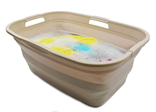 SAMMART 44L Faltbarer Kunststoff-Wäschekorb - Faltbarer Pop-up-Aufbewahrungsbehälter/Organizer - Tragbare Waschwanne - Platzsparender Korb, Wasserkapazität: 35L