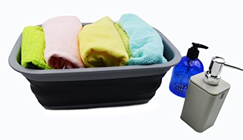 SAMMART 10L Set mit 2 zusammenklappbaren Wannen – Faltbare Geschirrwanne – tragbares Waschbecken – platzsparende Kunststoff-Waschwanne