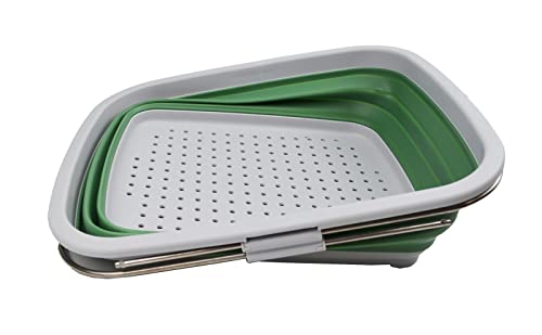 SAMMART 3-teiliges Küchenset – erweiterbares und zusammenklappbares Geschirrabtropfgestell und faltbares Sieb – tragbare/platzsparende Kunststoffwanne