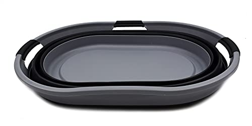 SAMMART Faltbarer Wäschekorb aus Kunststoff, 44 l, faltbarer Pop-Up-Aufbewahrungsbehälter/Organizer, tragbare Waschwanne, platzsparender Wasserkorb, Wasserkapazität: 35 l