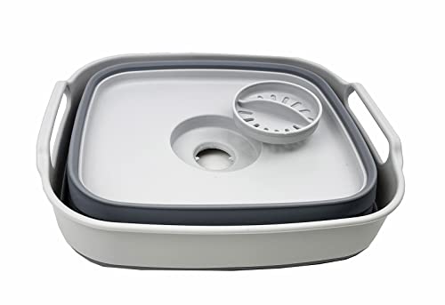 SAMMART 7,5 l zusammenklappbare Geschirrpfanne mit Ablassschraube – faltbares Waschbecken – tragbare Geschirrspülwanne – platzsparende Küchenaufbewahrungswanne