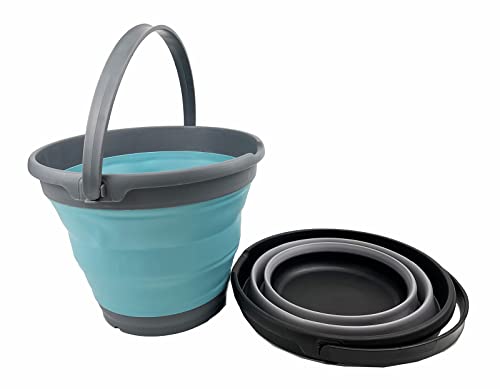 SAMMART 10L zusammenklappbarer Kunststoffeimer – Faltbare runde Wanne – tragbarer Wassereimer zum Angeln – platzsparend. Größe 31 cm Durchmesser