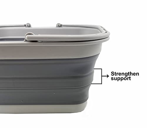 SAMMART 12L zusammenklappbare Wanne mit Griff – Tragbarer Outdoor-Picknickkorb/Krater – Faltbare Einkaufstasche – Platzsparender Aufbewahrungsbehälter