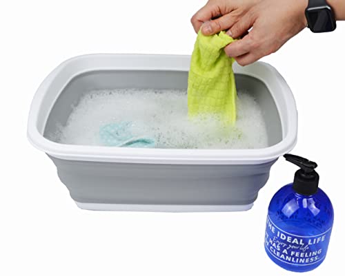 SAMMART 10L zusammenklappbare Wanne – Faltbare Geschirrwanne – tragbares Waschbecken – platzsparende Kunststoff-Waschwanne