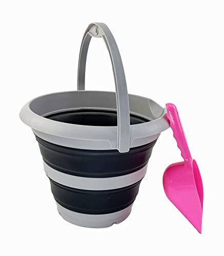 SAMMART 5L zusammenklappbarer Kunststoffeimer – Faltbare runde Wanne – tragbarer Wassereimer zum Angeln – platzsparender Wassertopf für den Außenbereich