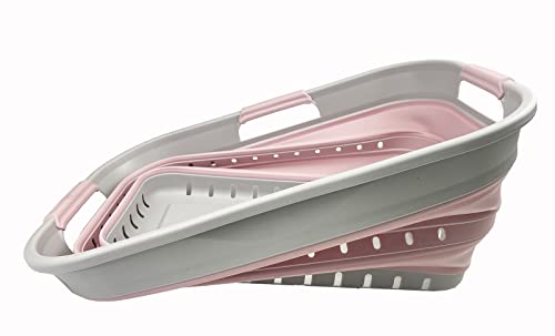 SAMMART 21L Super Mini Zusammenklappbarer Kunststoffkorb mit 3 Griffen – Faltbarer Pop-Up-Aufbewahrungsbehälter/Organizer – Platzsparender Geschenkkorb/Korb