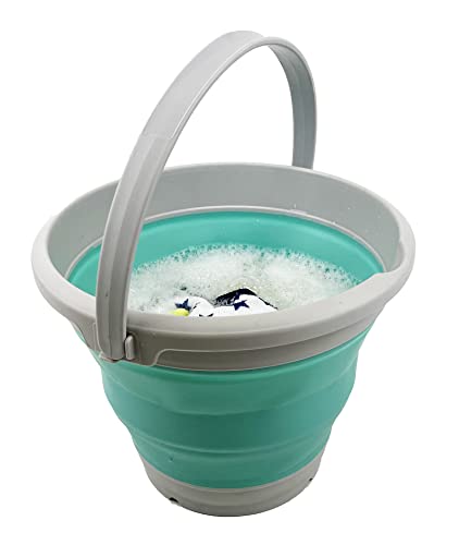 SAMMART 5,5 l zusammenklappbarer Kunststoffeimer – Faltbare runde Wanne – tragbarer Wassereimer zum Angeln – platzsparender Wassertopf für den Außenbereich