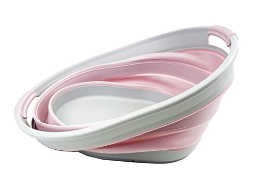 SAMMART Wäschekorb aus Kunststoff, zusammenklappbar, 23 l, ovale Wanne/Korb – faltbarer Aufbewahrungsbehälter/Organizer – tragbare Waschwanne