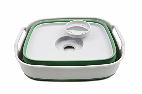 SAMMART 7,5 l zusammenklappbare Geschirrpfanne mit Ablassschraube – faltbares Waschbecken – tragbare Geschirrspülwanne – platzsparende Küchenaufbewahrungswanne