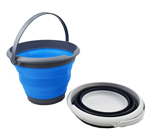 SAMMART 8.5L zusammenklappbarer Plastikeimer – Faltbare runde Wanne – tragbarer Wassereimer zum Angeln – platzsparender Outdoor-Wassertopf. Größe 31cm Durchmesser
