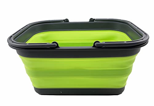 SAMMART 12L zusammenklappbare Wanne mit Griff – Tragbarer Outdoor-Picknickkorb/Krater – Faltbare Einkaufstasche – Platzsparender Aufbewahrungsbehälter