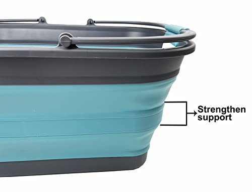 SAMMART 29 l zusammenklappbare Wanne mit Griff, tragbarer Picknickkorb, platzsparender Aufbewahrungsbehälter, Wasserkapazität 24 l