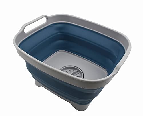 SAMMART Combo Zusammenklappbares Abtropfgestell mit Eimer – platzsparend, Camping-Set, Picknick-Set, für den Innen- und Außenbereich, Faltbare Aufbewahrung.
