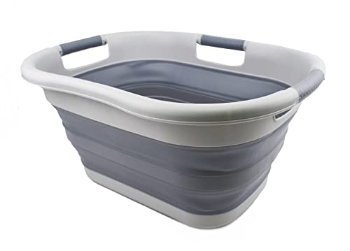 SAMMART Wäschekorb, faltbar, Kunststoff, 30 l, faltbar, Pop-Up-Aufbewahrungsbehälter/Organizer – tragbare Waschwanne – platzsparender Wäschekorb