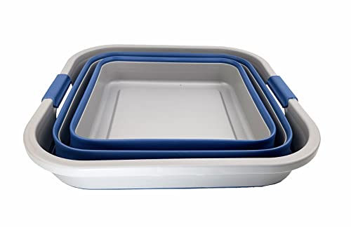 SAMMART 35L zusammenklappbarer Kunststoff-Wäschekorb – quadratische Wanne/Korb – faltbarer Aufbewahrungsbehälter/Organizer – tragbare Waschwanne – platzsparender Wäschekorb