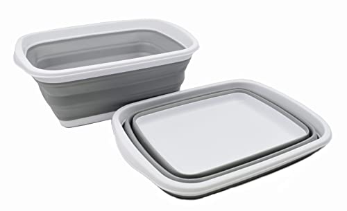SAMMART 10L zusammenklappbare Wanne – Faltbare Geschirrwanne – tragbares Waschbecken – platzsparende Kunststoff-Waschwanne