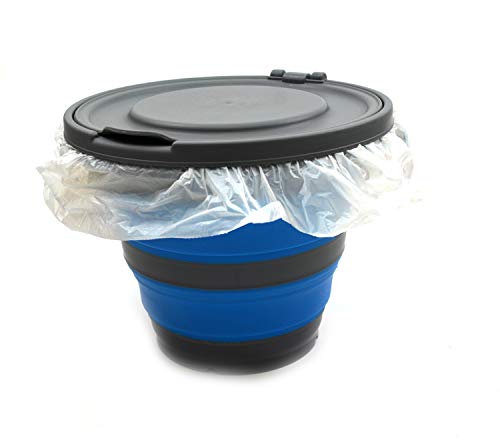 SAMMART 5L zusammenklappbarer Angeleimer mit abnehmbarem Deckel – Faltbare runde Wanne – tragbarer Kunststoff-Wassereimer – platzsparender Outdoor-Wassertopf