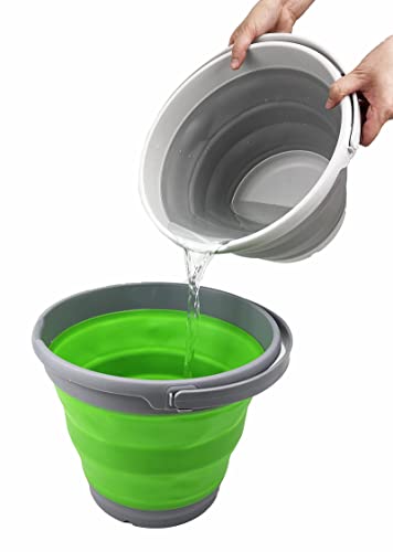 SAMMART 10L zusammenklappbarer Kunststoffeimer – Faltbare runde Wanne – tragbarer Wassereimer zum Angeln – platzsparender Wassertopf für den Außenbereich. Größe 31 cm Durchmesser