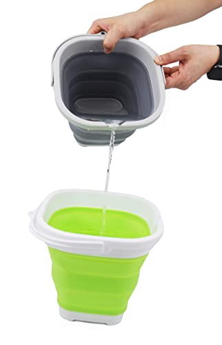 'SAMMART 2,6 l Super Mini Quadratischer Faltbarer Kunststoffeimer – Faltbare quadratische Wanne – Tragbarer Angelwassereimer – Platzsparender Outdoor-Wassertopf