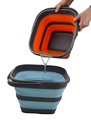 SAMMART 10L 2er Set Zusammenklappbarer rechteckiger praktischer Korb/Eimer